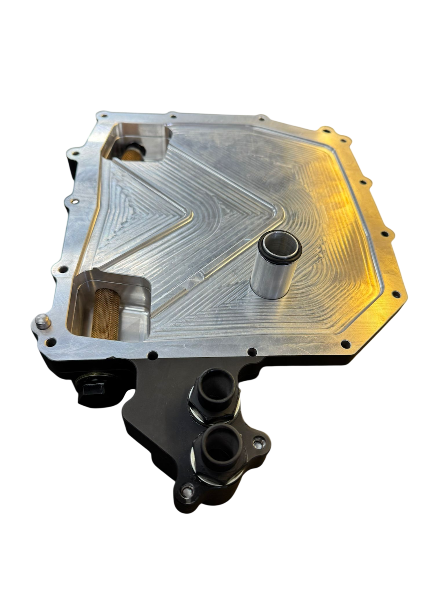 Billet dry sump pan for the Kawasaki Ninja H2 / H2R engine, with integrated scavenge filters and oil pickup