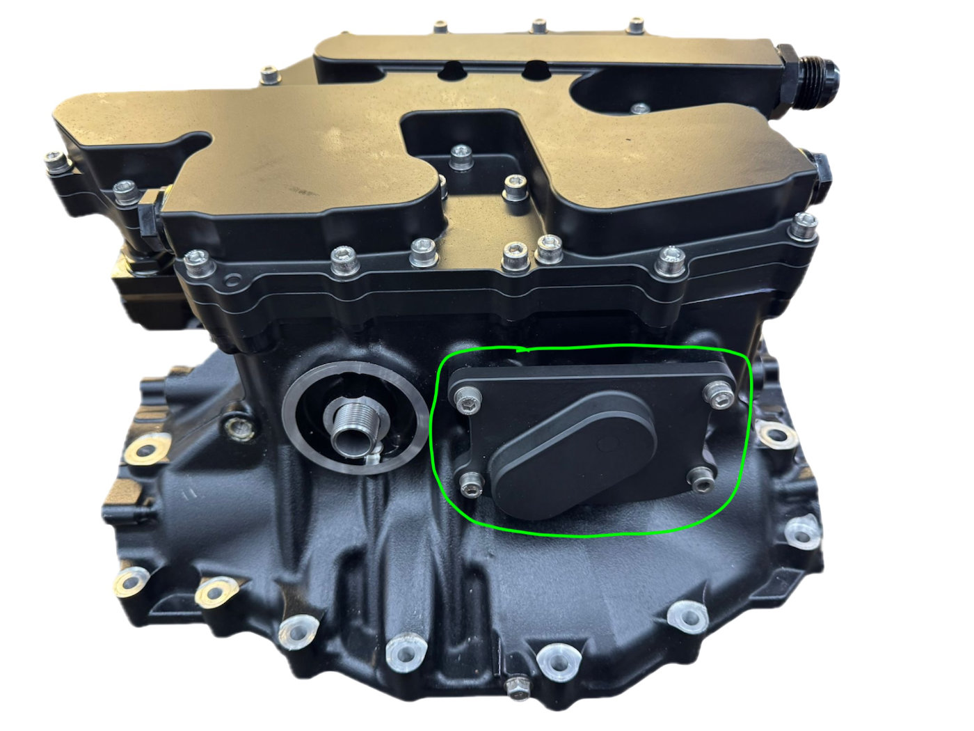 OE oil cooler blanking plate for the Kawasaki H2 engine